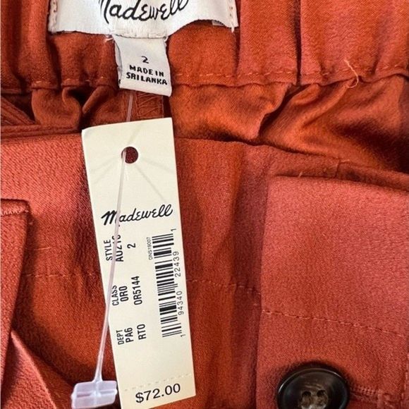 Madewell High Rise Shorts Front Tie Paperbag Shorts Size 2 Rust Orange NEW - Picture 4 of 5